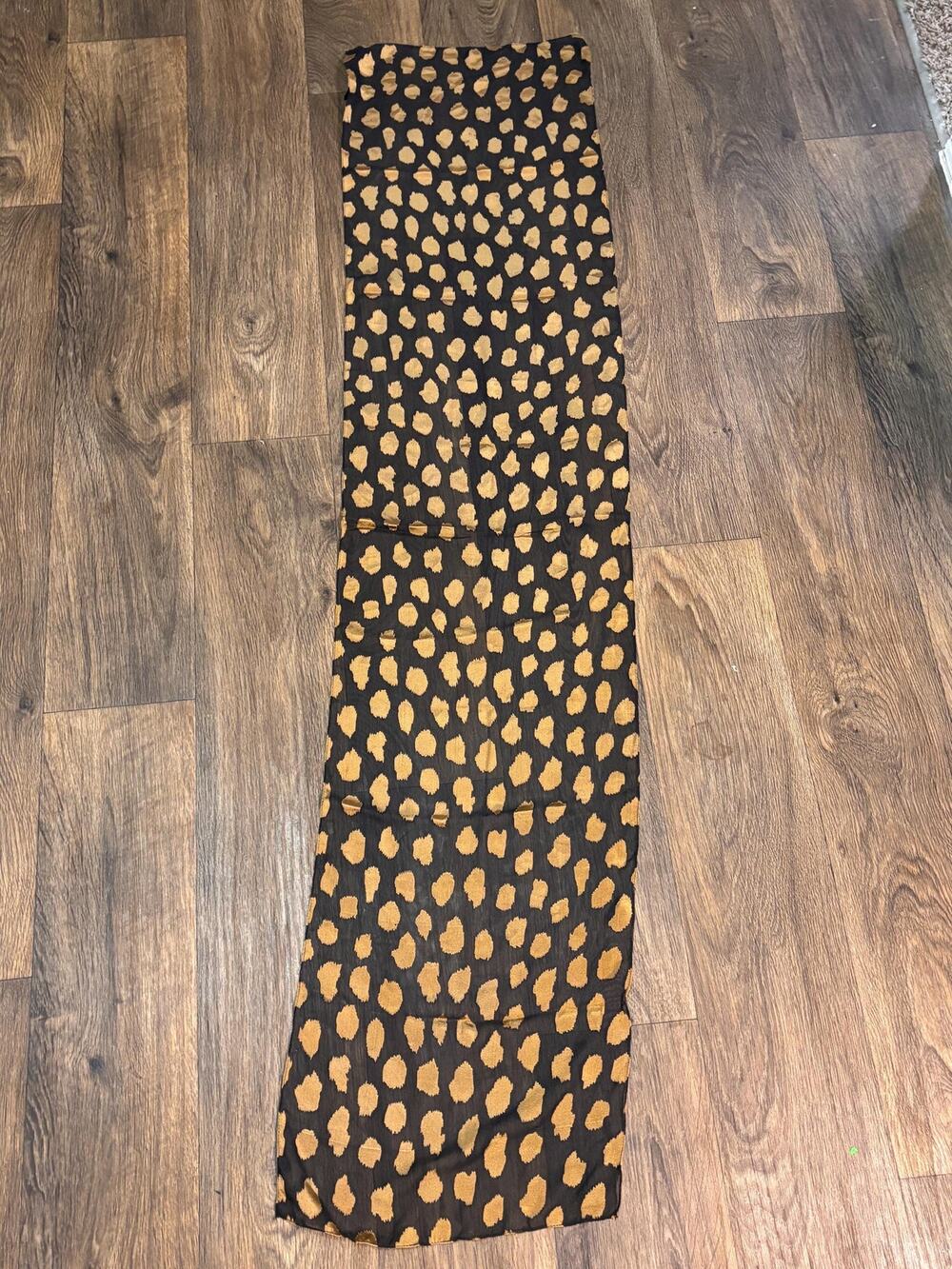 Vintage Scarf Wrap Shawl Black Gold Leapord Womens